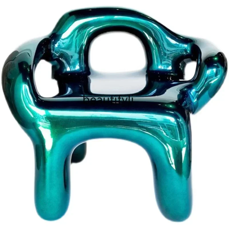 

Nordic Creative and Slightly Luxury FRP Electroplating Leisure Chair Model Room Modern Art Resin Hollow Personality Armchair