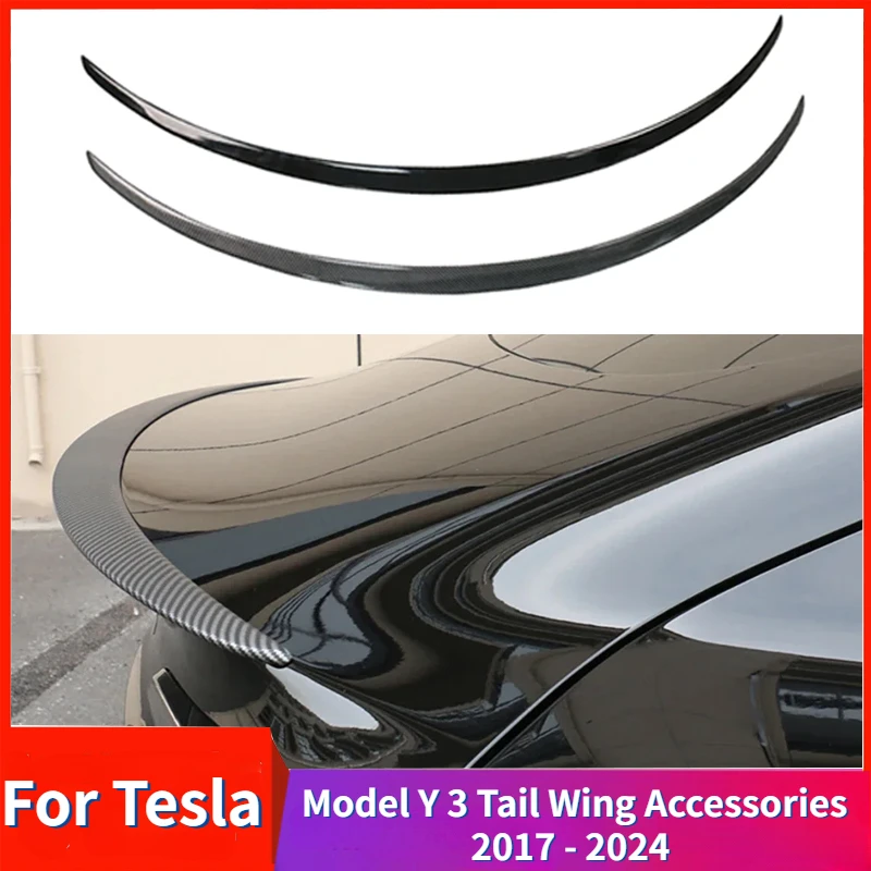 Rear Trunk Spoiler For Tesla Model Y 3 2017 - 2024 High-performance ABS Spoiler Lip Tail Wing Accessories Guard Protector Cover