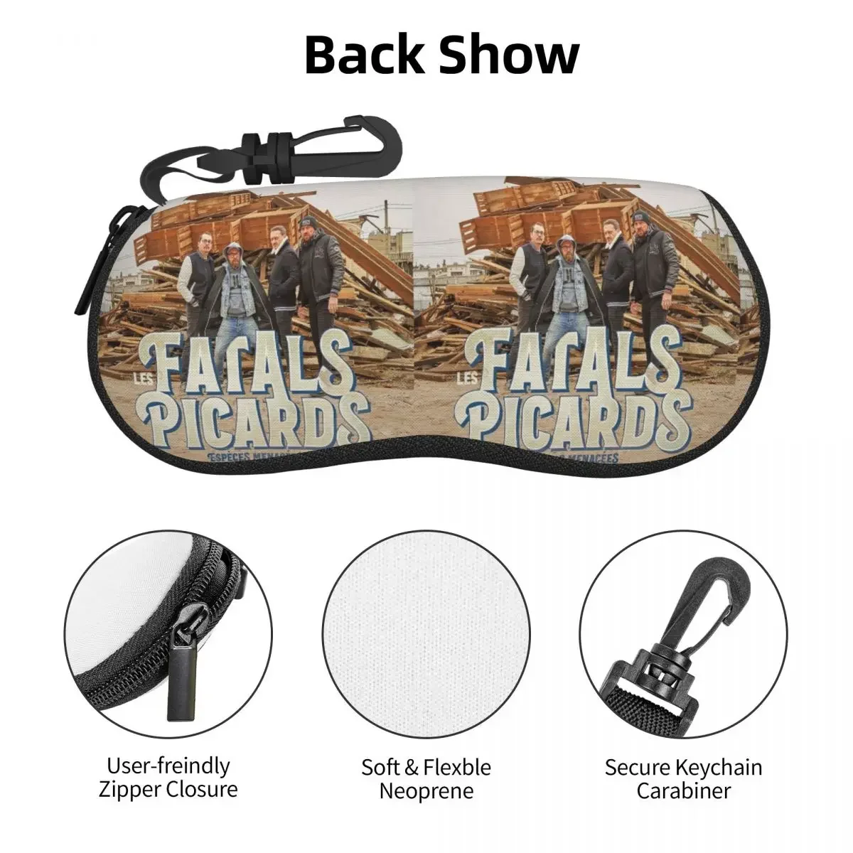 Les Fatals Picards Especes Menacees Album 2019 Custodia per occhiali Shell Scatola per occhiali da sole portatile Donna Uomo Borsa per occhiali morbida