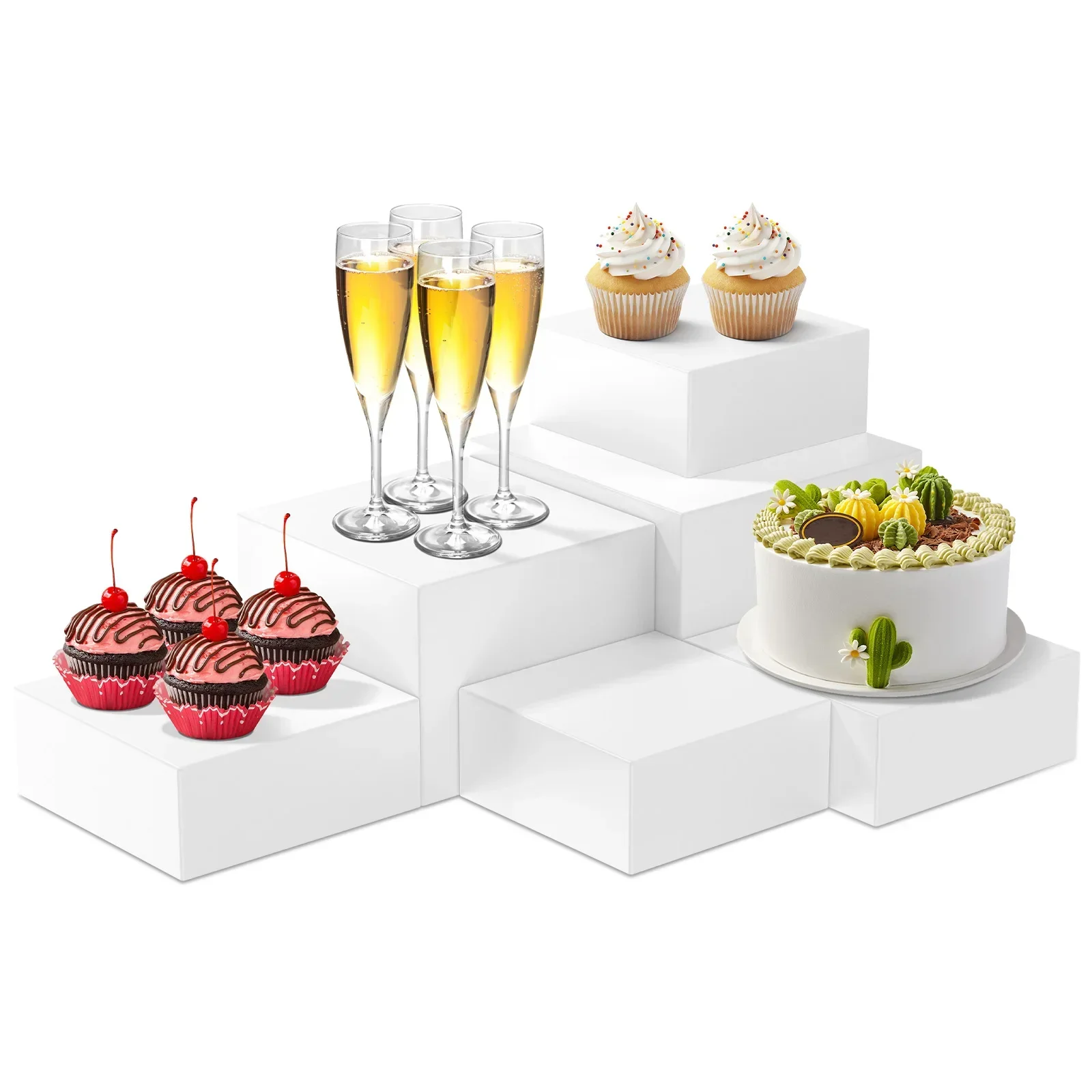 

3/6Pcs Acrylic Buffet Riser Food Display Stands Desktop Catering Dessert Cake Party Buffet Jewelry Display Decorating Box