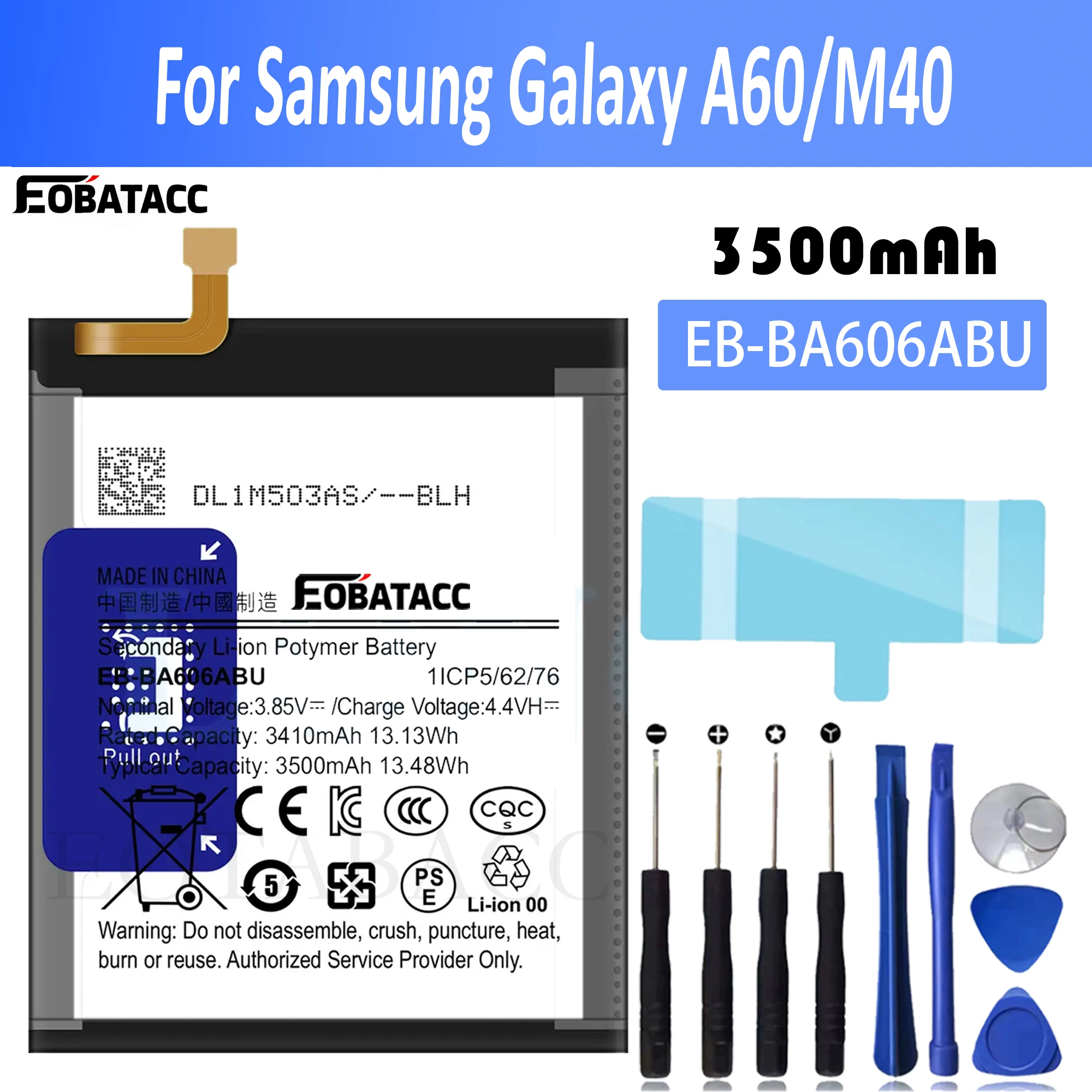 

EOTABACC High Quality 100% Original EB-BA606ABU Battery For Samsung A60/M40 Phone Battery+Tools