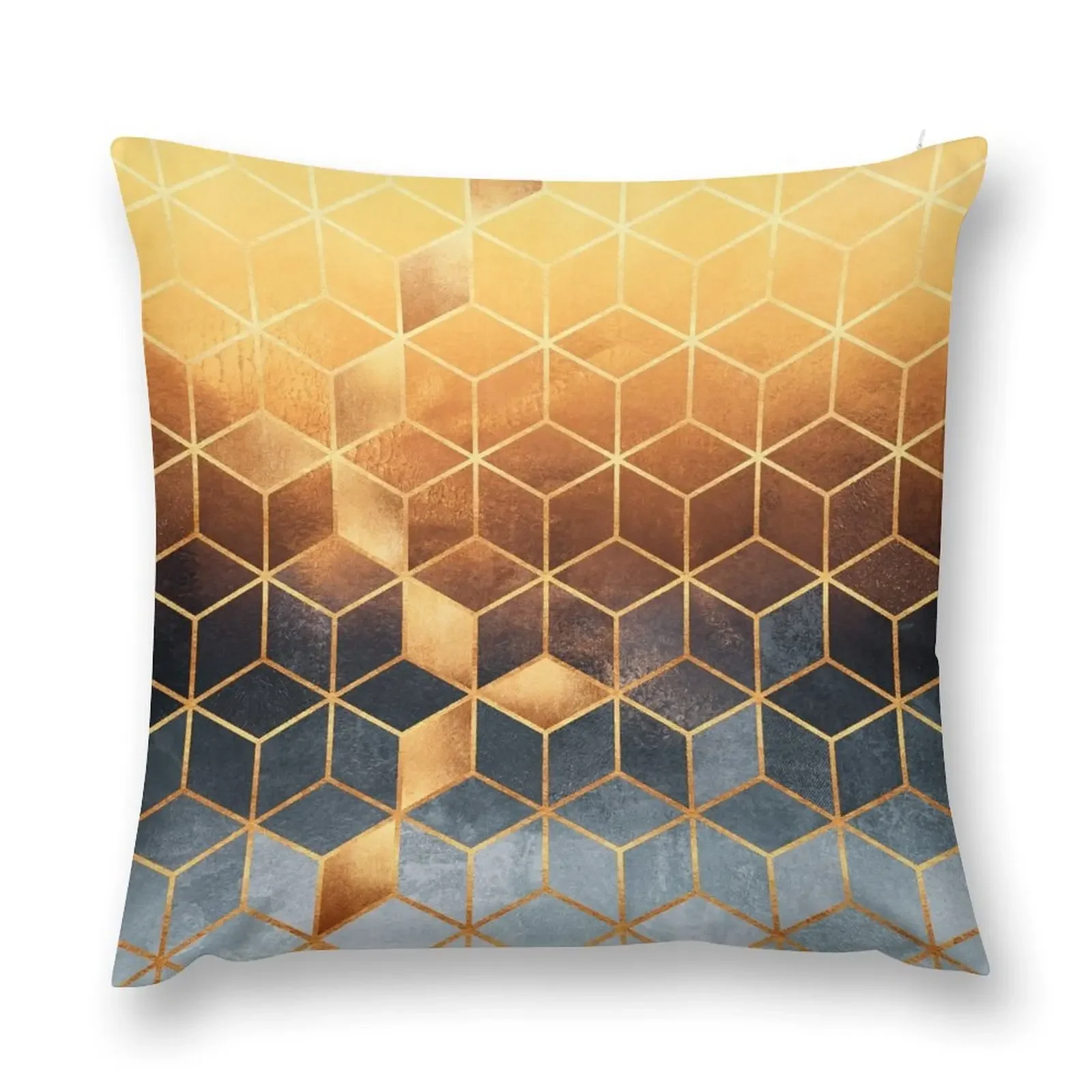 Golden Gradient Cubes Throw Pillow christmas supplies Christmas Covers pillow