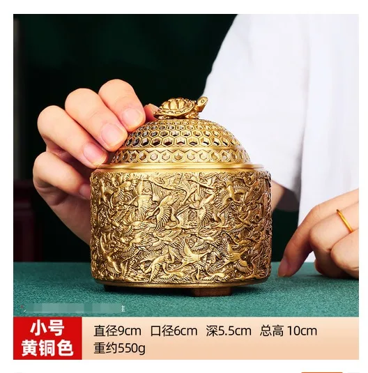 Brass Thousand Crane Incense Burner Home Office Desktop Turtle Crane Copper Incense Burner Craft Decoration