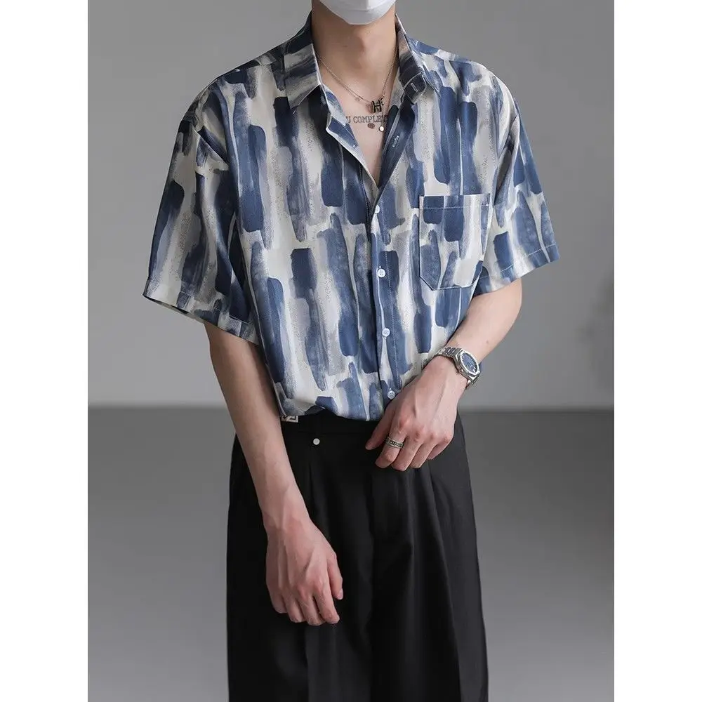 

Summer thin tops with design sense, no-iron short-sleeved shirts, men's trendy high-end drape niche half-sleeved floral shirts