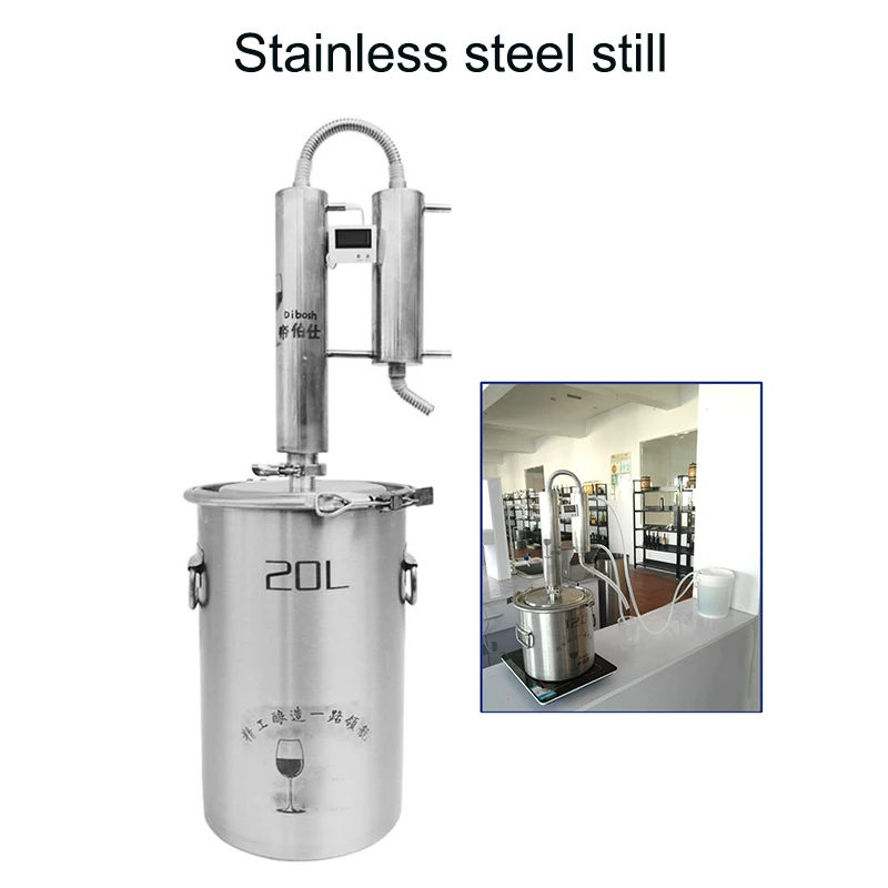 DIY Household 20L  Stainless Steel Distiller Boiler White Spirits Brandy Pure Water Alcohol Oil Wine Brewing Kit