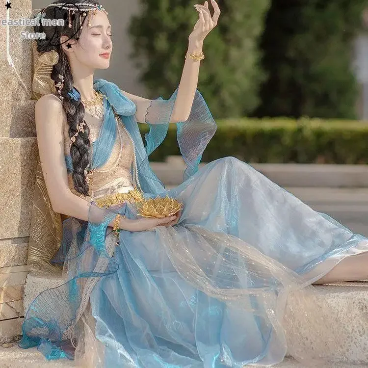 Chinese Style Exotic Style Costume Chinese Folk Dance Dress Fei Tian Han Fu Chinese Elements Female Spring Ancient Costume