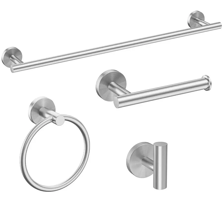 

Brushed Nickel Bathroom Hardware Set, Modern 24Inch Towel Bar Set Wall Mounted, Durable SUS304 Stainless Steel Bathroom Accessor