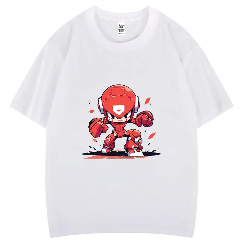 

Vibrant and Colorful of A Fierce Action Warrior Cartoon Graphic Cotton T Shirt Exercise Summer Clothes for Women Clothing Print