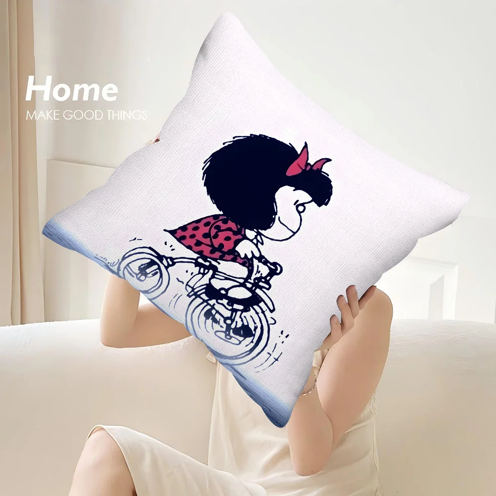 Cartoon M-Mafaldas Pillow Case Sofa Decorative Home Double-sided Print Plush Square Throw Pillow Covers Cushion Decor Cover