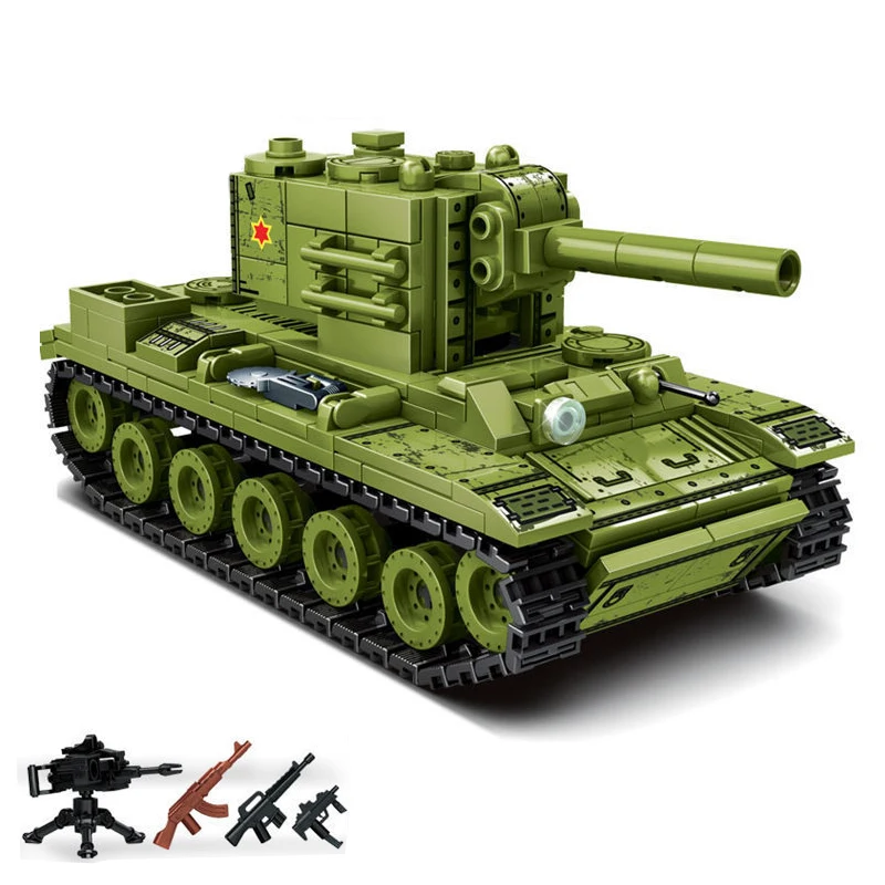 

WW2 Soviet Union KV-2 Heavy Tank Panzer Building Block Model Kit Classics World War II Military Weapon Armored Car Vehicle Brick