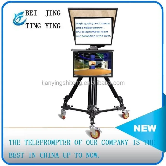 TS-T110/22D FACTORY SUPPLY studio broadcasting dual screen portable  teleprompter aluminum frame equipped with broadcast tripod