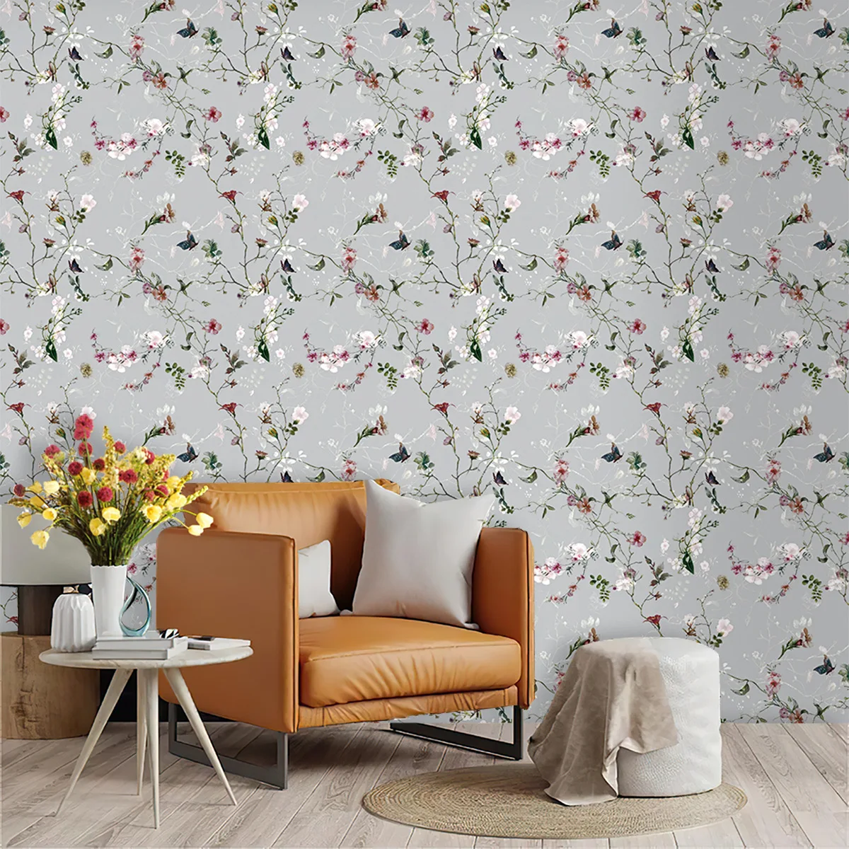 Butterfly Floral Self Adhesive Wallpaper Home Decoration Peel and Stick Contact Paper for Bedroom Shelf Drawer