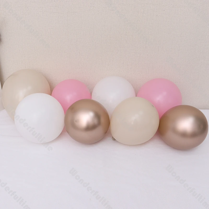 5/10/12/18inch Macaron Pink Matte White Beige Chrome Champagne Balloons DIY Balloons Garland Arch Easter Baby Shower Decorations