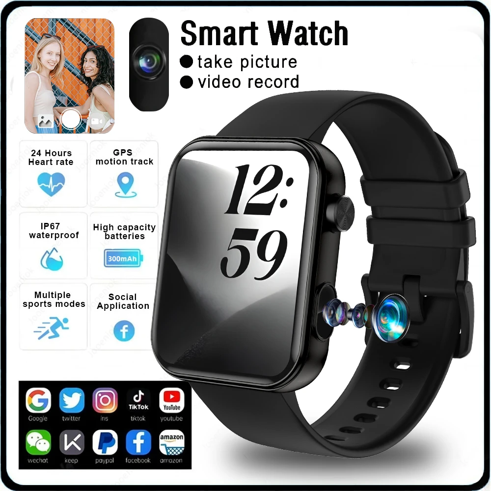 

Новинка 2025 года, умные часы для мужчин и женщин, камера для фотографий, запись видео, монитор здоровья, спортивные, фитнес-водонепроницаемые, BT Call Smartwatch