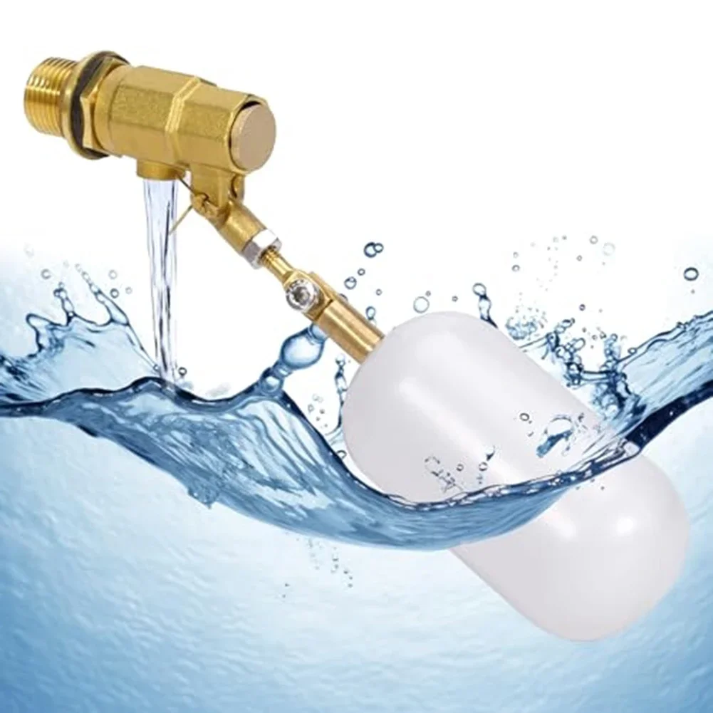 1pc Brass Float Valve For Pond Float Valve Adjustable 1/2'' Shut-off Auto Fill For Livestock Tanks Aquariums Water Float Valve