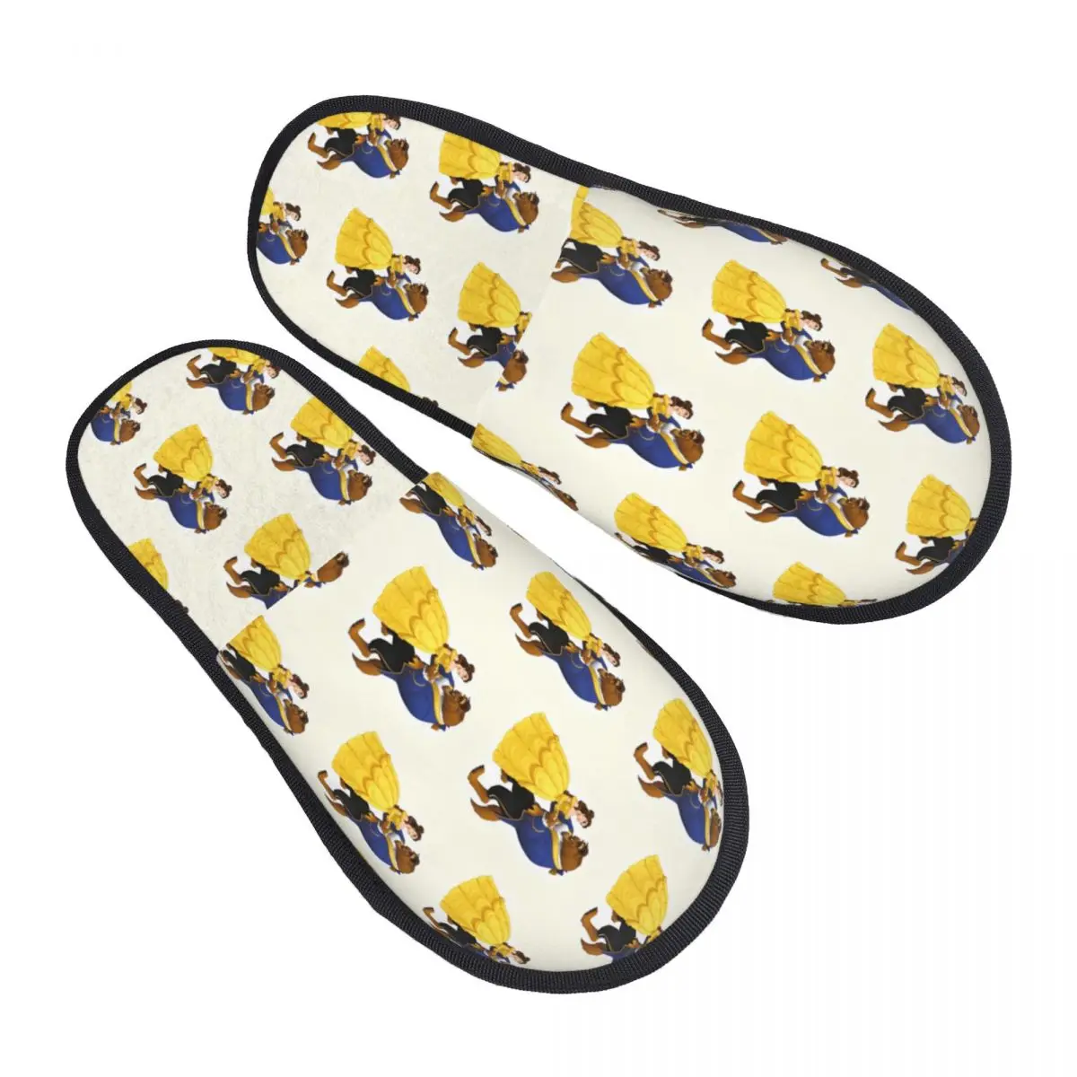 

Custom Beauty And The Beast Memory Foam Slippers Women Comfy Warm Fairy Tale House Slippers