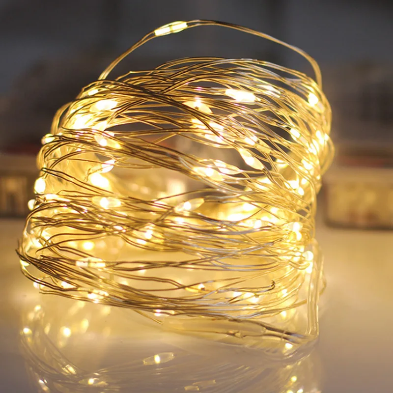 Copper Wire Lamp String Flash Lighting Christmas Tree Ornaments 1M 2M 3M Colorful Warm 3000K