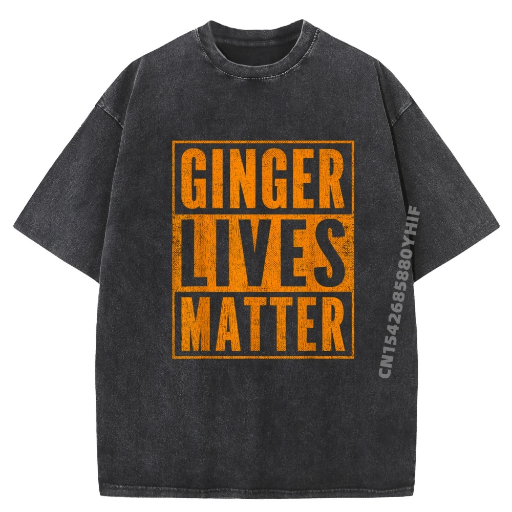 

Funny Ginger Lives Matter Old School Graphic Redhead Oversized T Shirt Student Sale Luxury Clothing Printed Washed Tops