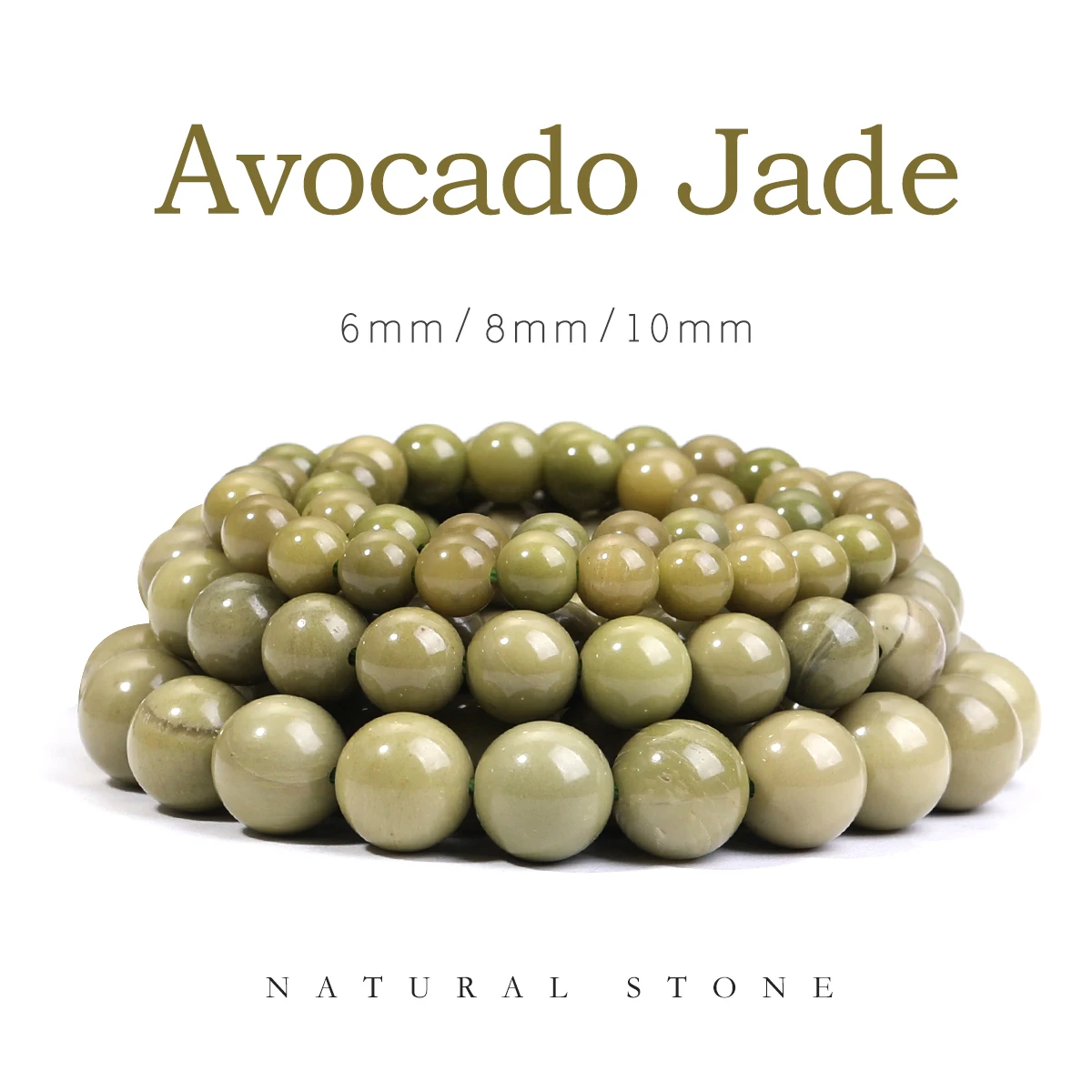 DIY Beads Avocado Jade Natural Stone Beads Bulk Spacer Beads For Jewelry Necklaces Bracelets Handmade Jewelry 6/8/10mm