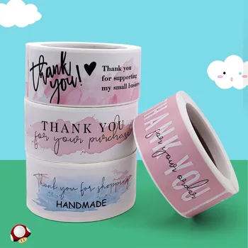120 pçs rolo criativo diy flor obrigado adesivos para produtos artesanais papelaria negócios envelope etiqueta para presentes 1x3 polegada