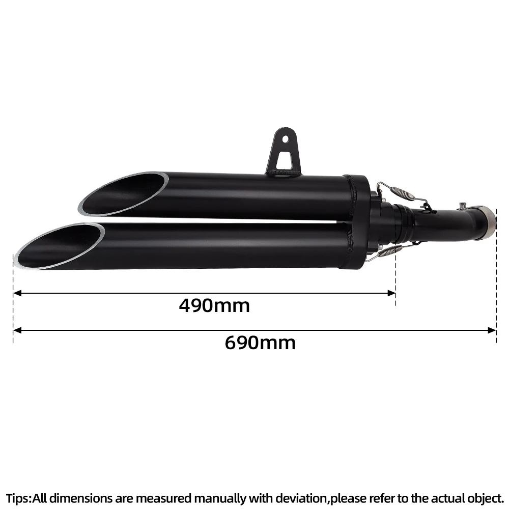 Motorcycle Exhaust Full Black Modify Middle Link Pipe with Double Outlet Muffler for Honda CMX 300 Rebel  500 Rebel300 CMX500 CM