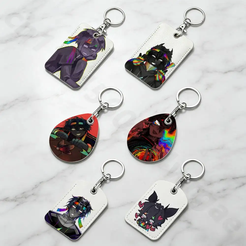 S-Spokeishere S-Spoke Rectangle Card Case Keychain Access Card Bag Key Tag Ring Leather Card Holder