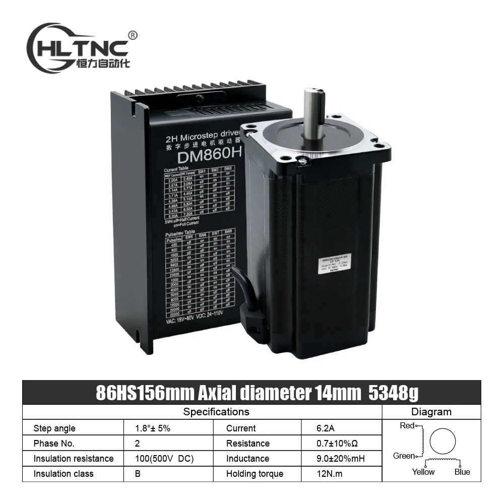Nema34 Stepper Motor Open Loop or Close Loop DC Engines 12Nm with Driver DM860H / HBS86H +3M Encoder Cables For CNC Router