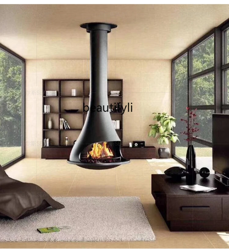 Light luxury hanging fireplace indoor simulation retro decoration firewood heating fireplace