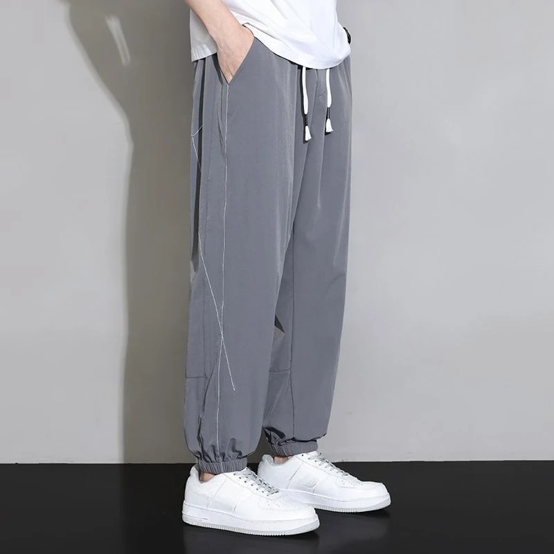 

Ice Silk Male Trousers Cool Cooling Baggy Low Price Stylish Aesthetic Long Trend Plus Size New in Spandex Big Men's Casual Pants