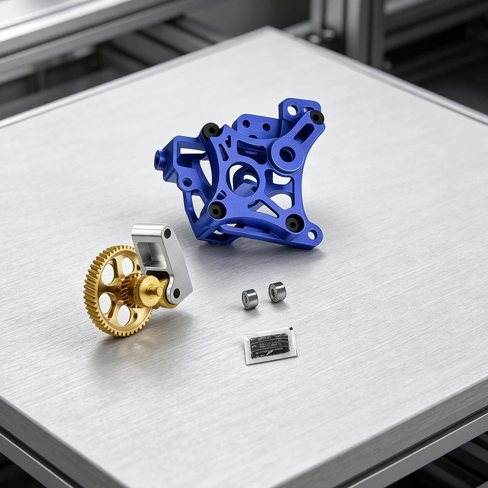 Aluminum Alloy Extruder Shell With Gear Kit For BambuLab P1P P1S X1C X1E For 3D Printer Upgrade CNC Machined Heat Dissipation