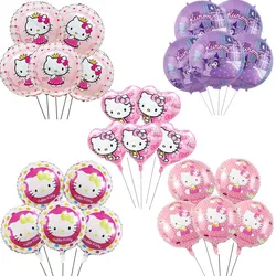 5pcs Pink Hello Kitty palloncino in foglio di alluminio ragazza festa di compleanno elio Air Globos decorazione Baby Shower Cartoon KT Ballon Toys