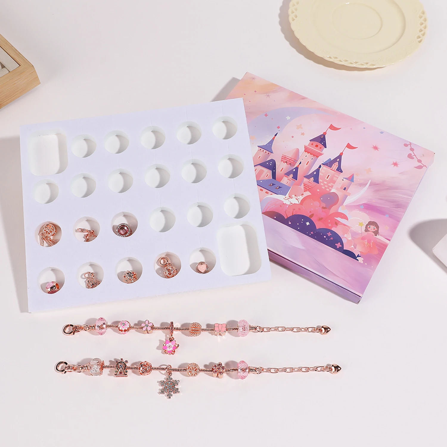 Christmas/Castle Series Bracelet DIY make calendar blind box, Christmas countdown DIY jewelry making kit gift