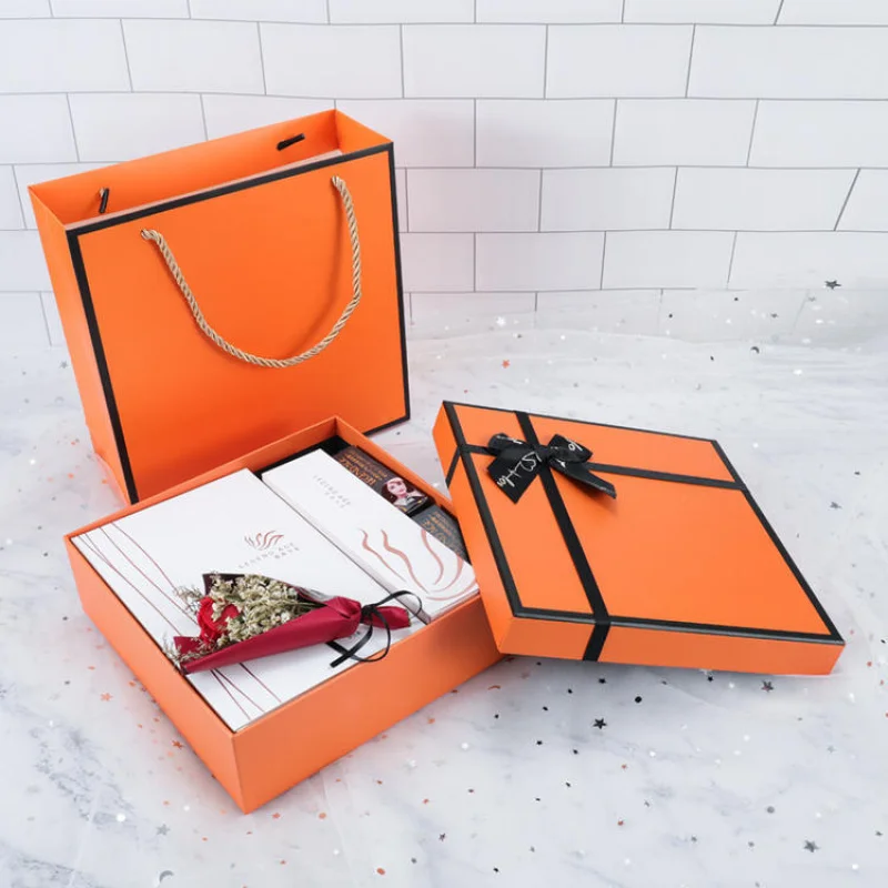 Customized. Zhejiang Processing Custom Box Empty Box Wedding Candy Packaging Paper Box Orange Lipstick Box Souvenir