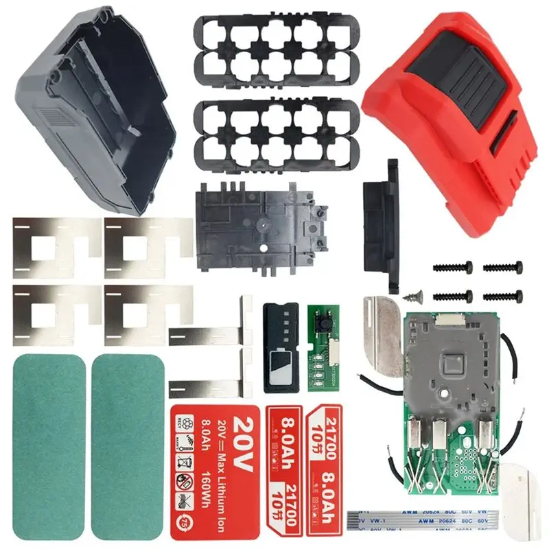 ABJN-Plastic Case Shell For 10X21700 Li- Battery For Devon 20V Lithium Battery 8Ah PCB Protection Circuit Board Housing Label