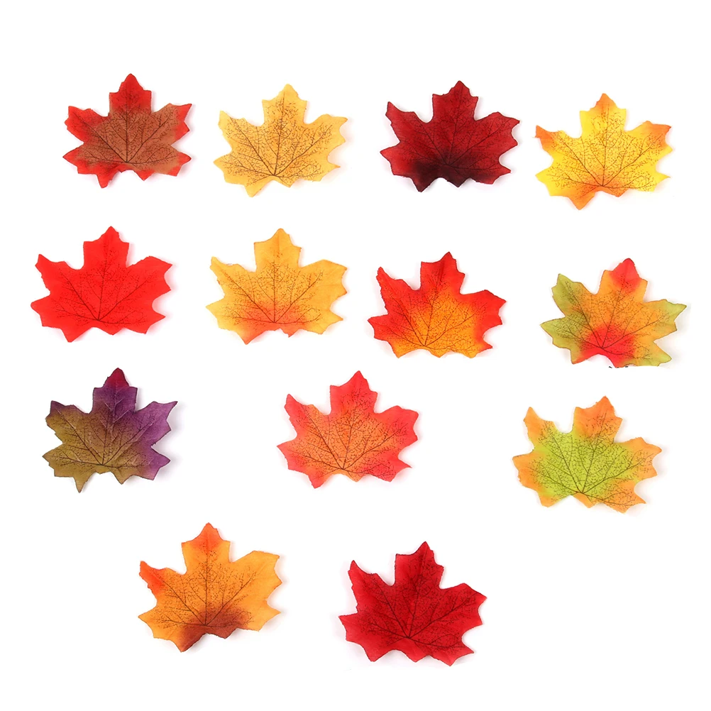 

200Pcs Realistic Artificial Maple Leaves Multicolor Autumn Leaf Wedding Party Wall Craft Scrapbooking Home Decoration
