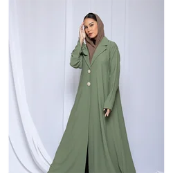 Lady Abaya Luxury Green Single Breasted Women's Blazer One Piece Loose Casual Daily Female Jacket