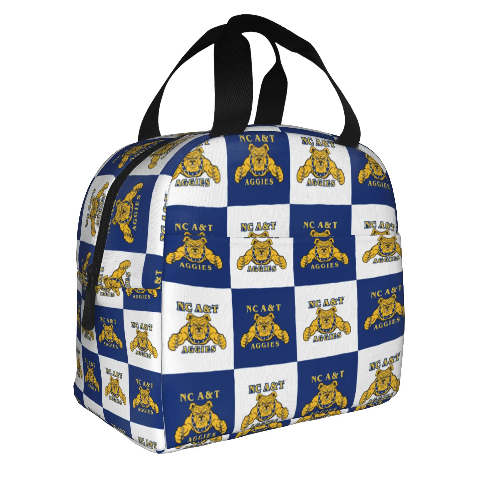 

NC A&T HBCU Fraternity Aggies Thermal Insulated Lunch Bags Women Resuable Lunch Tote for Outdoor Camping Travel Storage Food Box