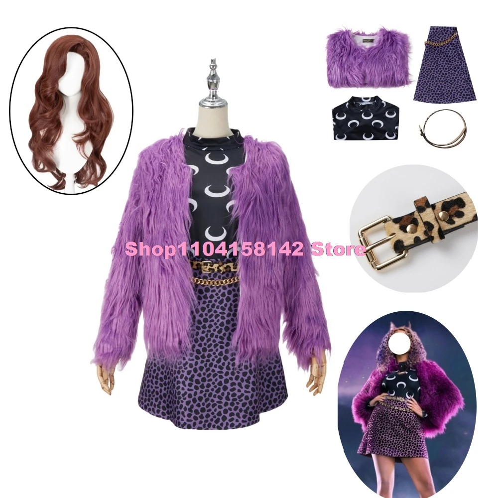 

Костюм для косплея Monster High Clawdeen Wolf, парик для женщин, Хэллоуин, карнавал, униформа для ролевых игр, костюм, юбка, зимнее плюшевое пальто