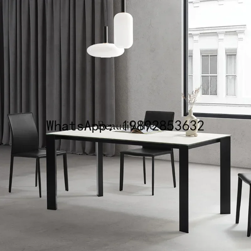 rock slab dining table rectangular modern simple household Nordic cream style dining table