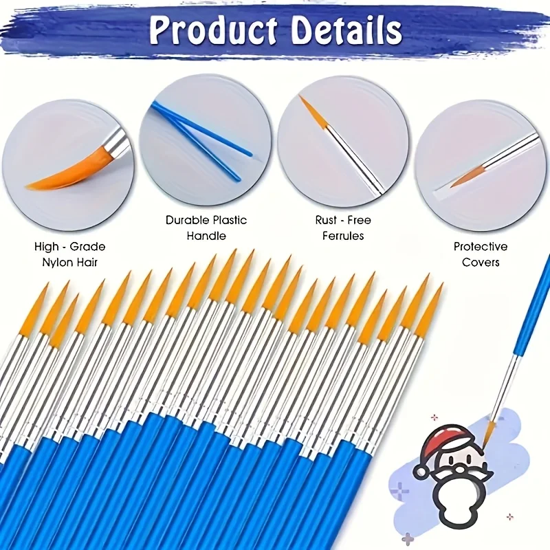 50 Stück spitze Nylon-Pinselhaare, Malwerkzeuge – sehr gut geeignet für Acrylmalerei, Aquarellmalerei, Ölmalerei und Heimwerken – Detail 4