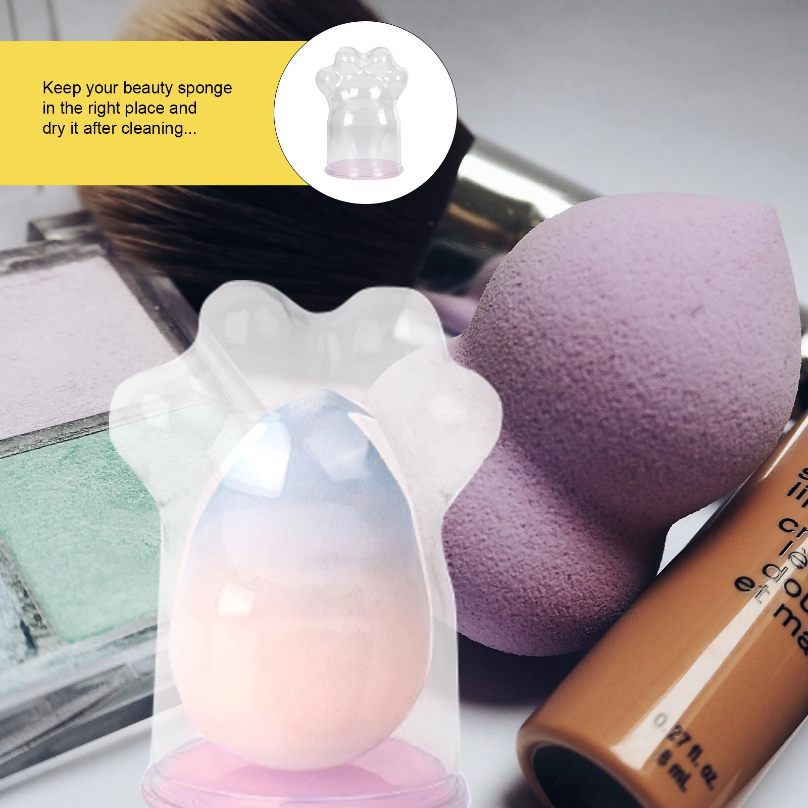 

10pcs Makeup Sponge Boxes Cat Claw Design Portable Storage Case Mini Beauty Puff Organizer Durable Pp Material Supplies