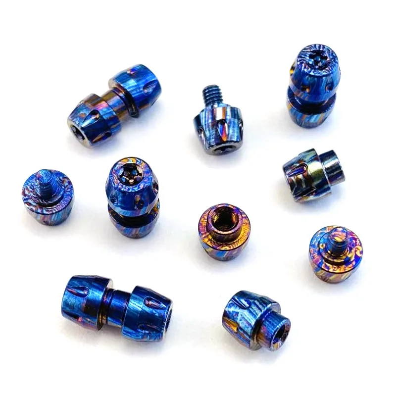 Damascus Titanium Alloy Material Fits for 4MM Hole CNC Folding Knife M2.5 Thumb Pushed Button Screw T8 Torx Head Timascus Rivet