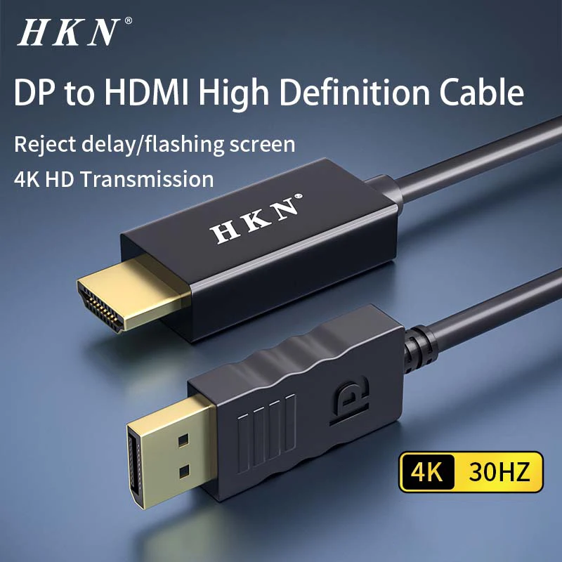 HKN-Adaptateur 4K 30Hz DP vers HD, Câble Compatible avec Port d'Affichage, Vidéo, Audio, pour Projecteur HDTV, PC