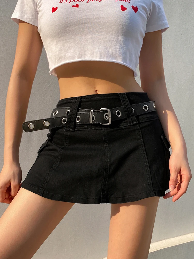 HEYounGIRL  Aesthetic Harajuku High Waist Mini Skirt Summer Casual A Line Hot Shorts Skirts Women Black White Gothic Kawaii