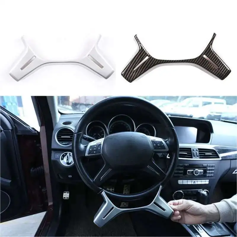 

Для Mercedes Benz C E ML GL Class W204 W212 X166 W166 Углеродное волокно салона автомобиля панель рулевого колеса рамка накладка аксессуары