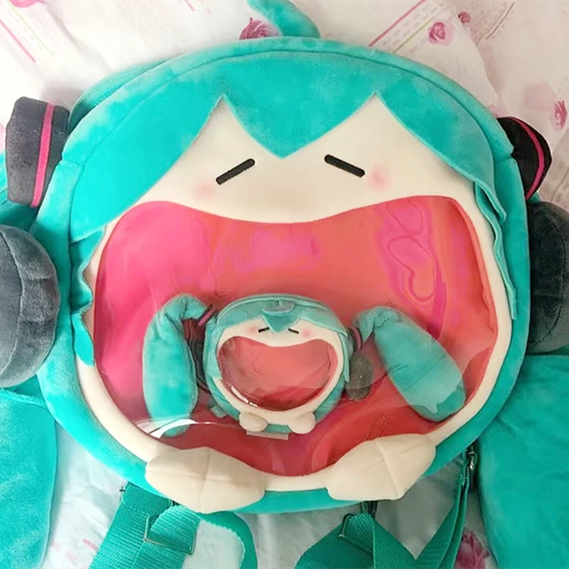 Kawaii hatsune miku anime figur multifunktion ale plüsch mini plüsch tasche kopfhörer tasche tasche münz geldbörse mädchen geschenke