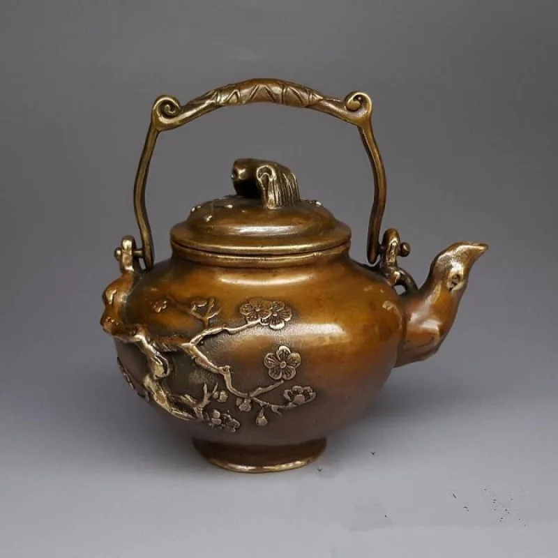 

Antique Bronzeware Wholesale Antique Style Pure Copper Plum Blossom Teapot Ornament Water Kettle Teapot Home Decoration Craft Gi