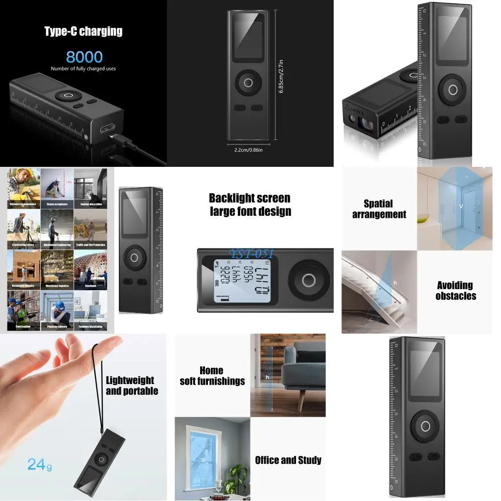 

E15A Rechargeable Lightweight Rangefinder 30 Meter Measuring Tool Accurate