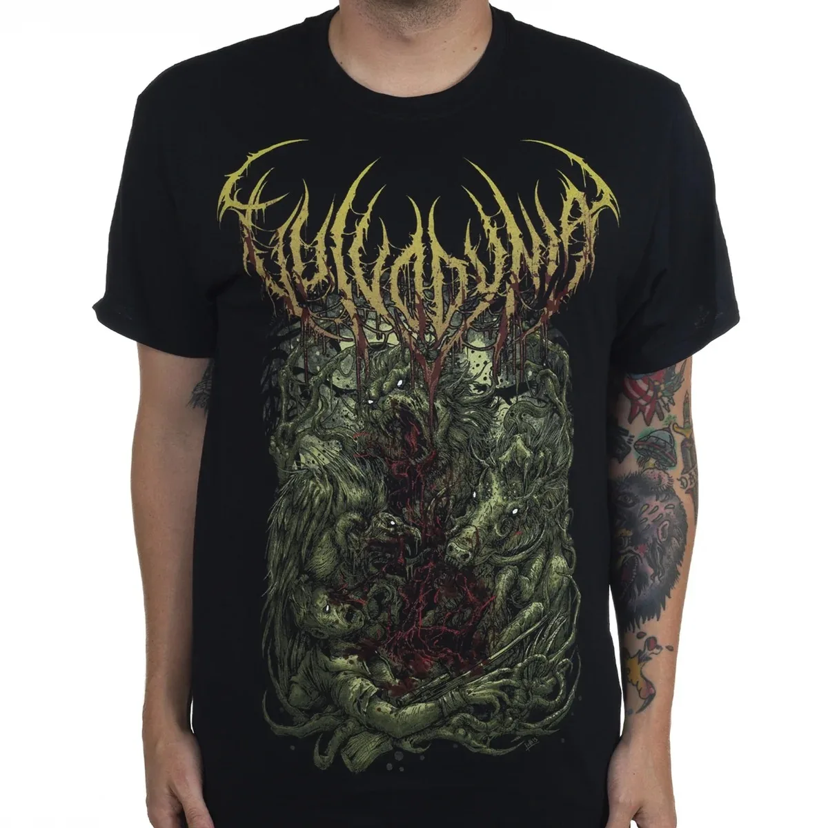 Vulvodynia Graphic T Shirt, Vintage Faded Green Twisted Beast Bloody Horror Creature Art Print T Shirt