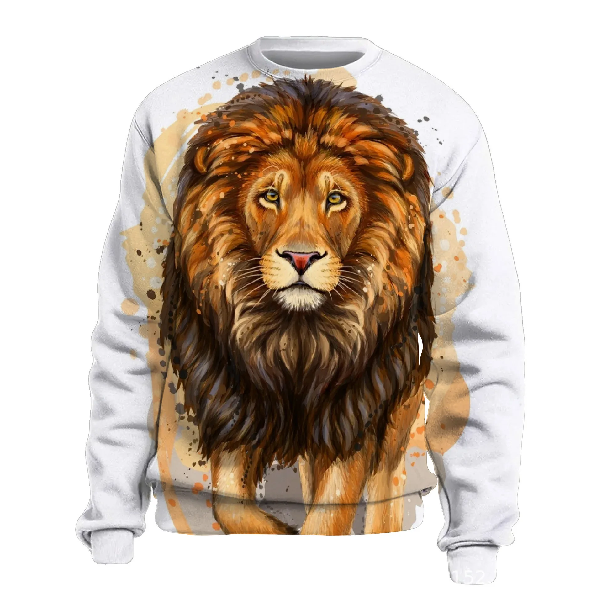 Fashion Cool Lion Graphic 3D Printed Men's Hoodless Sweatshirt Autumn And Winter Casual Breathable O-neck Hoodies Street Man Top